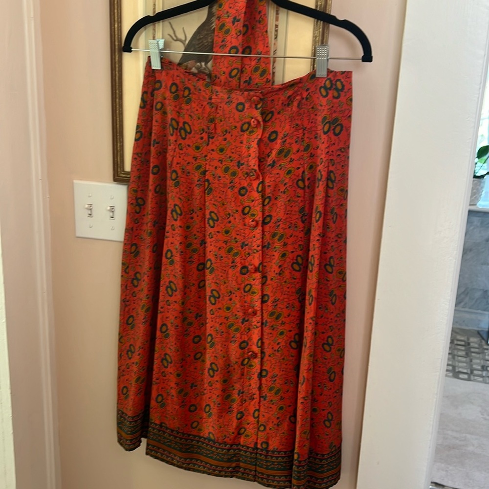 Sezane small midi silk skirt